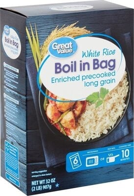 Great Value Enriched Precooked Long Grain White Rice package