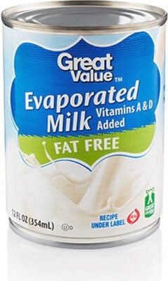 Great Value Fat Free Evaporated Milk packaging