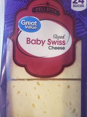 Great Value Baby Swiss Deli Style Sliced Cheese package
