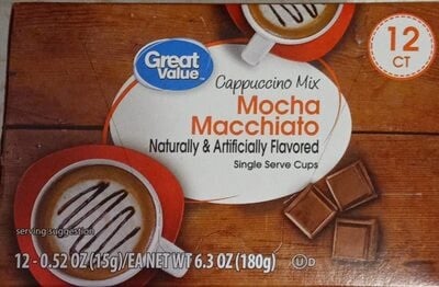 Great Value Mocha Macchiato Cappuccino Mix Single Serve Cups packaging