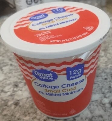 Great Value 4% Small Curd Cottage Cheese packaging