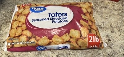 Great Value Seasoned Shredded Potatoes Taters packaging