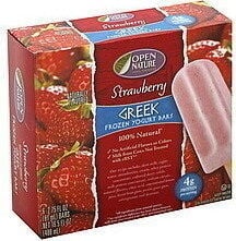 Open Nature Strawberry Flavored Greek Frozen Yogurt Bars packaging