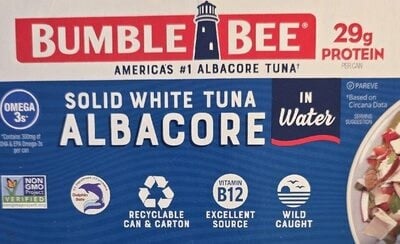 Bumble Bee Solid White Albacore Wild Caught Tuna In Water package
