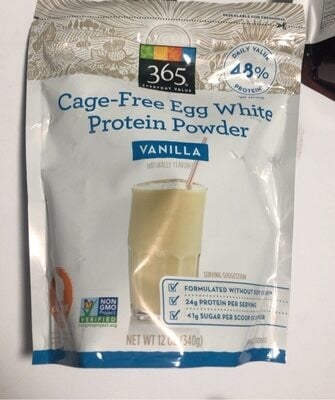 365 Vanilla Cage-Free Egg White Protein Powder package