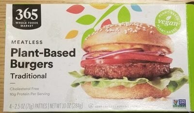 365 Traditional Meatless Plant-Based Burgers package
