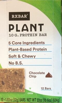 Rxbar Chocolate Chip Plant Protein Bars packaging