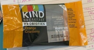 Kind Orange Cranberry Breakfast Probiotics Bars package
