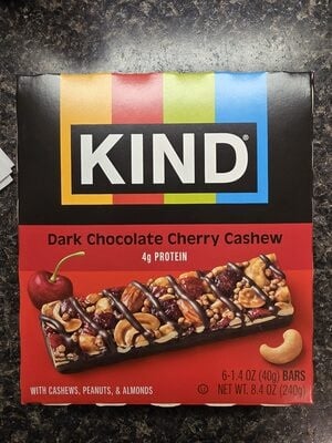 Kind Dark Chocolate Cherry Cashew Bars packaging