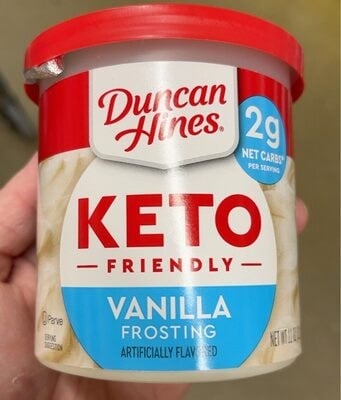 Duncan Hines Vanilla Flavored Keto Friendly Frosting package