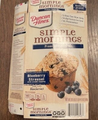 Duncan Hines Blueberry Streusel With Crumb Topping Premium Muffin Mix package