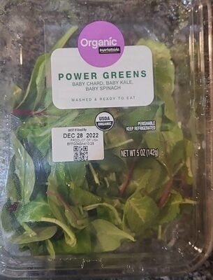 Marketside Power Greens Organic Baby Chard, Baby Kale, Baby Spinach package