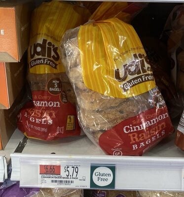 Udi's Gluten Free Cinnamon Raisin Bagels package