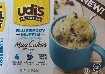 Udi's Gluten Free Blueberry Muffin Flavored Mug Cakes Mix package