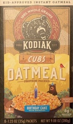 Kodiak Birthday Cake Oatmeal Cubs package