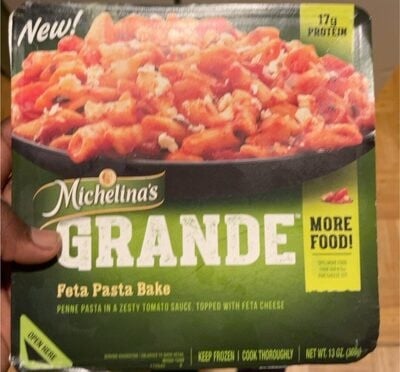 Michelina's Feta Pasta Bake In A Zesty Tomato Sauce, Topped With Feta Cheese packaging
