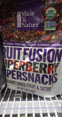 Made In Nature Fruit Fusion Superberry Supersnacks, Organic Dried Fruit & Seeds packaging