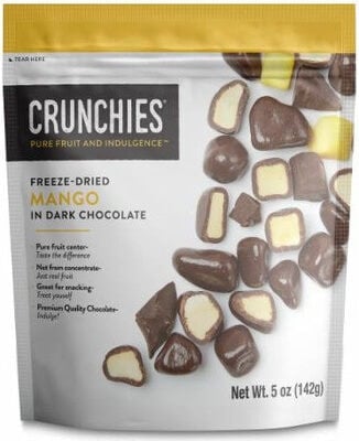 Crunchies Freeze-Dried Mango In Dark Chocolate packaging