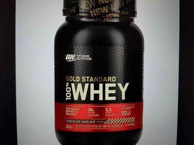 Optimum Nutrition Chocolate Hazelnut Flavored Gold Standard 100% Whey Protein Powder Drink Mix packaging