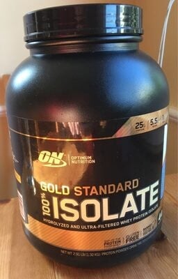 Optimum Nutrition Birthday Cake Flavored Gold Standard 100% Isolate Protein Powder Drink Mix packaging