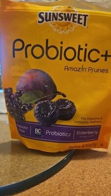Sunsweet Probiotic+ Elderberry Pitted Prunes packaging