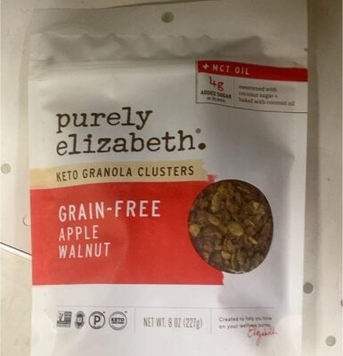 Purely Elizabeth. Apple Walnut Grain-Free Keto Granola Clusters package