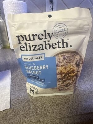 Purely Elizabeth. Blueberry Walnut Collagen Protein Oats package