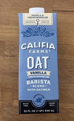 Califia Farms Dairy Free Oat Barista Blend Vanilla packaging