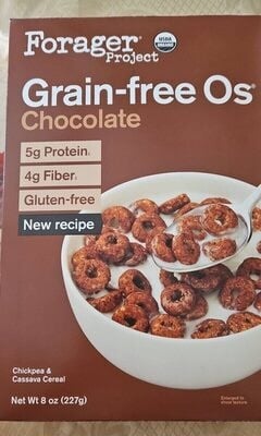 Forager Project Chocolate Organic Grain-Free Os Toasted Cassava Cereal With Plant Protein packaging