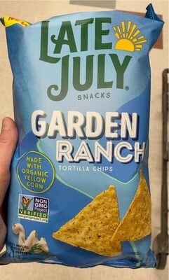 Late July Snacks, Garden Ranch Tortilla Chips, 7.8-Oz. Bag package