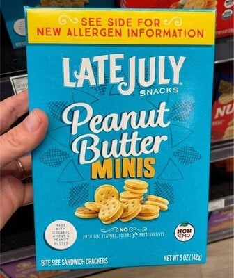 Late July Snacks Peanut Butter Minis Bite Size Sandwich Crackers packaging