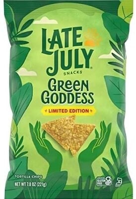 Late July Snacks, Green Goddess Tortilla Chips, 7.8-Oz. Bag package