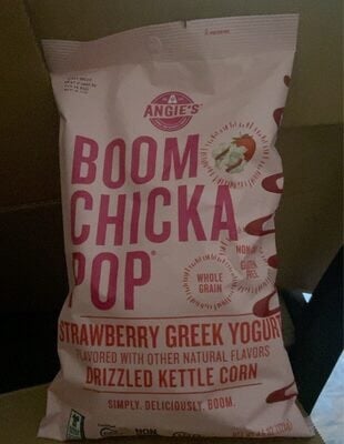Angie's Boomchickapop Strawberry Greek Yogurt Drizzled Kettle Corn packaging