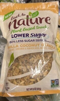 Back To Nature Vanilla Coconut Granola Plant Based Snacks package