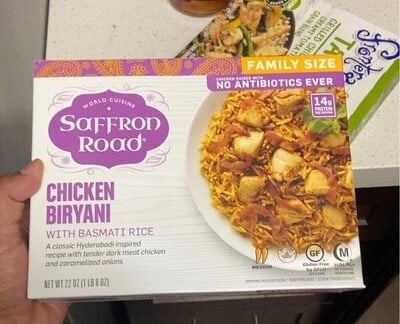 Saffron Road Chicken Biryani With Basmati Rice packaging