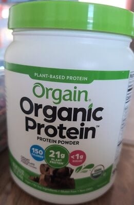 Orgain Organic Plant-Based Protein 21g, Sugar 0g, Prebiotic + Fiber 6g Protein Powder, Creamy Chocolate Fudge packaging