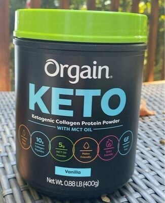 Orgain Keto Collagen 10 G Hair, Skin, Nail & Joint Support Powder, Vanilla Bean packaging