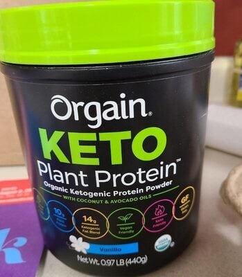 Orgain Keto Plant Protein 10 G Powder, Vanilla Bean packaging