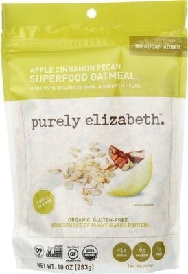 Purely Elizabeth. Superfood Oatmeal, Apple Cinnamon Pecan package