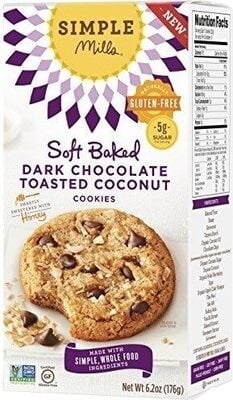 Simple Mills Dark Chocolate Coconut Soft Baked Almond Flour Cookies package