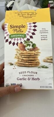 Simple Mills Garlic & Herb Organic Seed Flour Crackers package