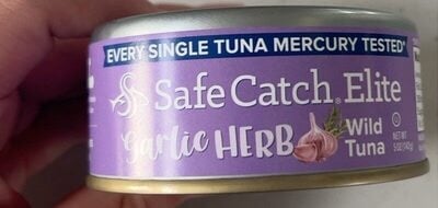 Safe Catch Elite Wild Tuna, Garlic Herb packaging