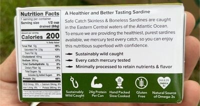 Safe Catch Skinless & Boneless Wild Sardines In Extra Virgin Olive Oil package