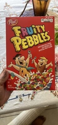 Fruity Pebbles Fruit Flavor Sweetened Rice Cereal package