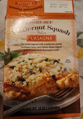 Trader Joe's Butternut Squash Italian Lasagna packaging