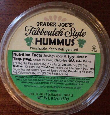 Trader Joe's Tabbouleh Style Hummus package